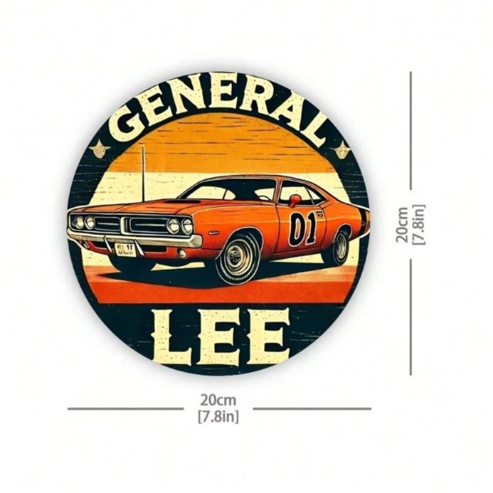 General Lee Vintage Metal Wall Art Tin Sign 8x8 Inch Retro Home Decor Dukes of Hazzard