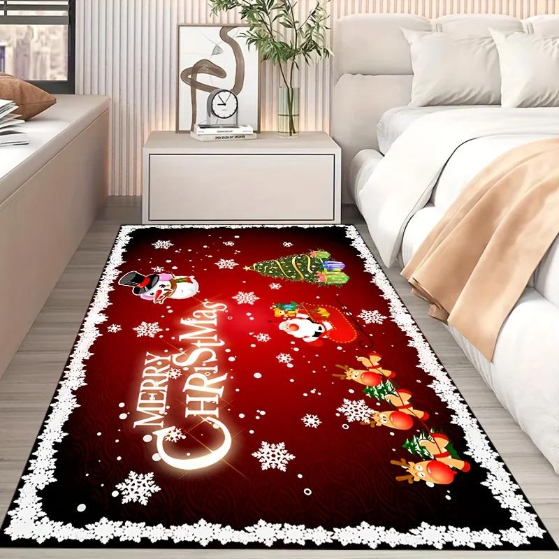 Christmas Santa Claus Snowman Carpet for Living Room Decor Sofa Table Large Area Bedroom Bedside Foot Pad Navidad Decoration