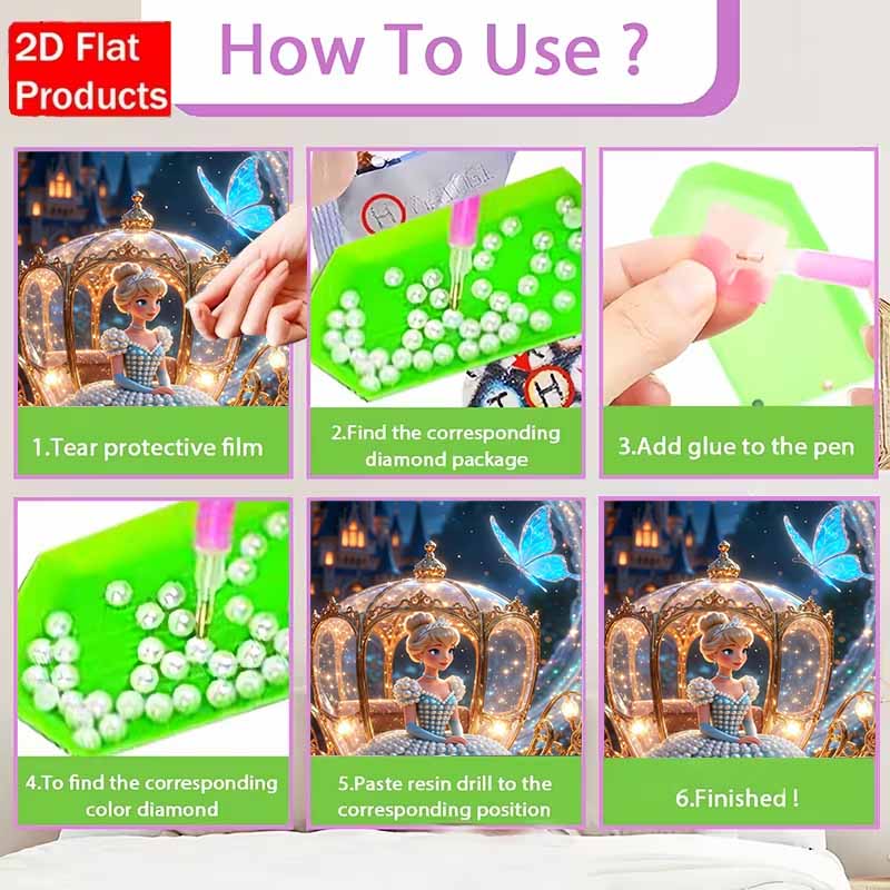 Disney Conjunto de Pintura com Pérolas Cinderela em uma Carruagem de Abóbora Obra de Arte Exquisita e Brilhante Perfeito para Decoração de Parede em Casa e Presentes Artesanais