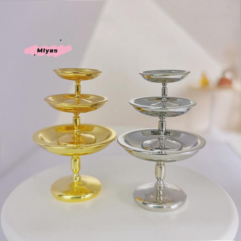 1Pc Miniature Dollhouse Metal Cake Dessert Tray Alloy Fruit Snack Tray Toy for Doll House Decoration