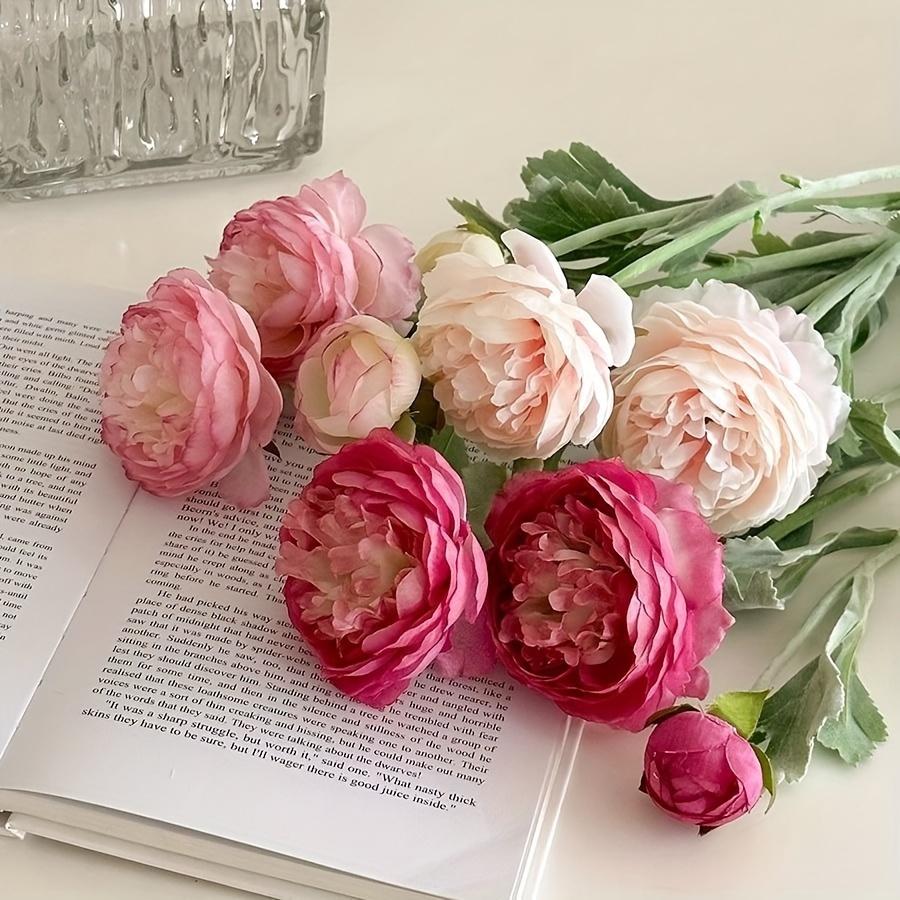 4pcs Premium Artificial Peony Bouquets with Stems - Advanced Antioxidant, Realistic Home & Office Decor, Ideal for Wedding, Birthday