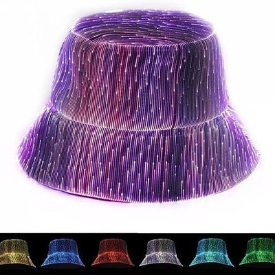 Arrival Men Women Optical Fiber Fabric Bucket Hat Y2K Harajuku High Street Colorful LED Intelligent Luminous Night Club Cap