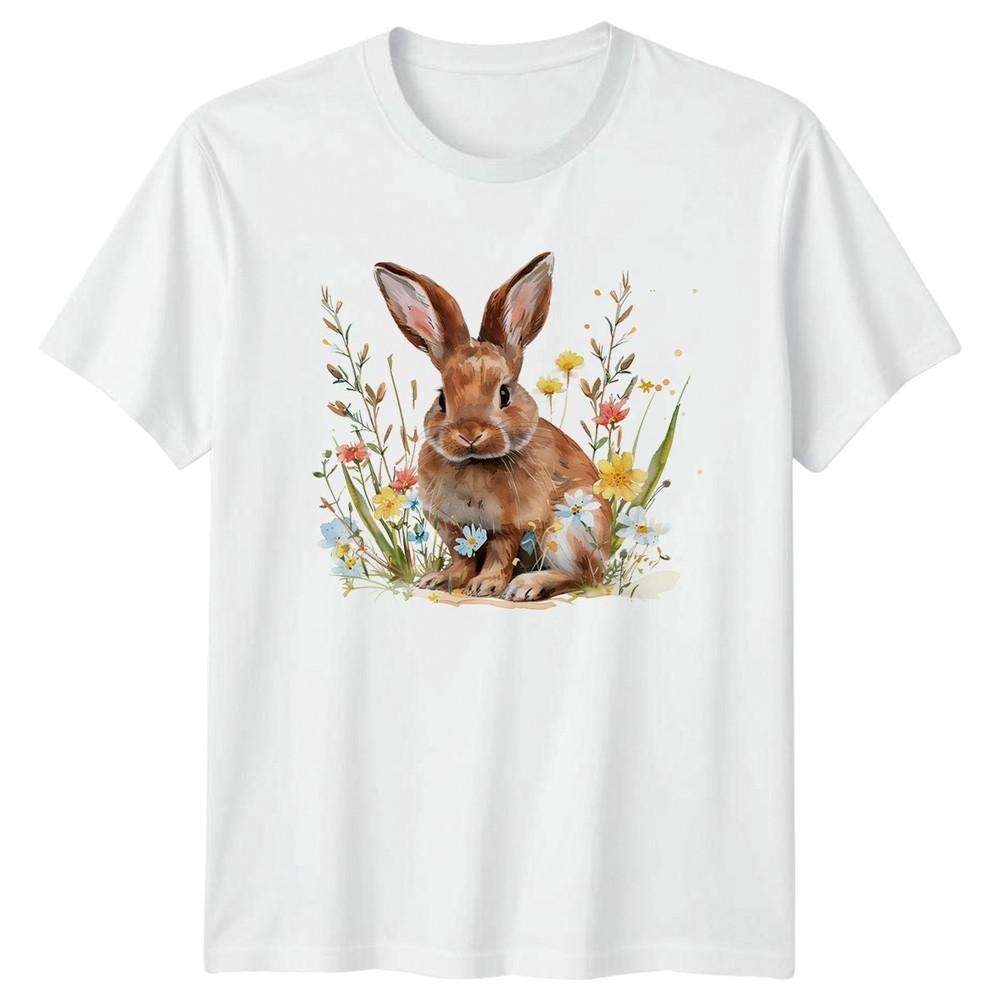 Watercolor Bunny Rabbit Wildflowers Floral TShirt Spring Gift For Him And Her S