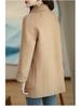 Korean Style Women's Mid-Length Herringbone Wool Coat - Autumn & Winter Fashion