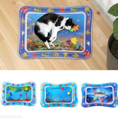 Kühlmatte für Haustiere Baby Wasser Sensorische Spielmatte Sitzkissen Aufblasbare Wassermatte Fisch Meer Ozean Thema Katze Hund Spielmatte Spielzeug Sommer