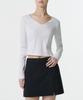 MUSINSA STANDARD WOMAN Women'S Slim Crop Reversible Neck Long Sleeve T-Shirt [White]