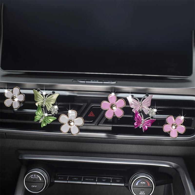 Car Interior Fresheners Diffuser Daisy Flower & Butterfly Vent Clip Car Air Outlet Perfume Decoration Clip