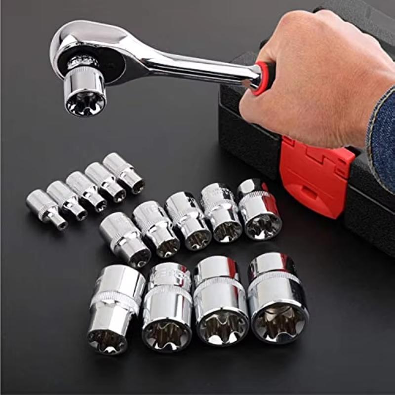 14PCS Female E Star Torx Socket Set E4-E24 External Hex Socket Insert Nut Versatility Combination Sockets