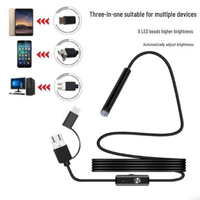 8mm HD Waterproof Mobile Lens: 3-in-1 Portable Car Inspection and Industrial Endoscope.