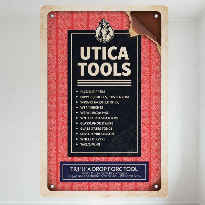 

Vintage Utica Tools Metal Sign with Red White Pattern Rustic Aged Tin Sign for Bar Pub Home Decor Wall Art (UTICA TOOLS & Tools 20x30cm（7.8x11.8inch）
