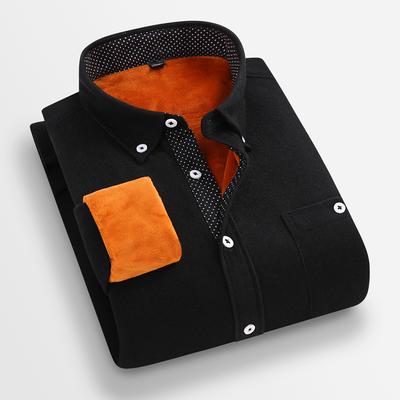 2025 Winter Herren Fleecefutter Thermoshirt Herrenmode Kord Dickes Hemd Männlich Lässig Button-Down Warmes Kleidhemd