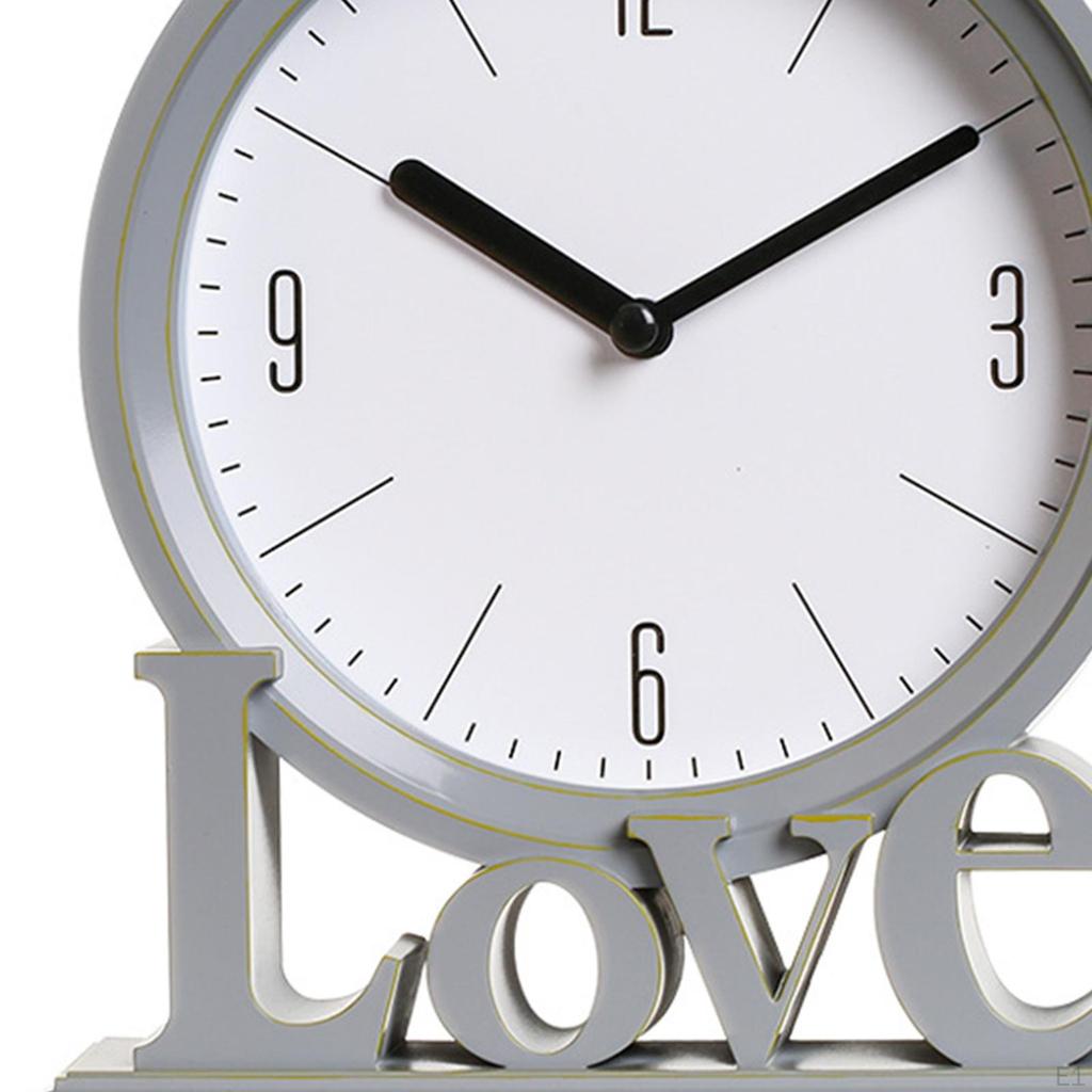 Decorative Love Word Desk Clock Non Ticking Ornament for Living Room Office , Flat Bottom Protects