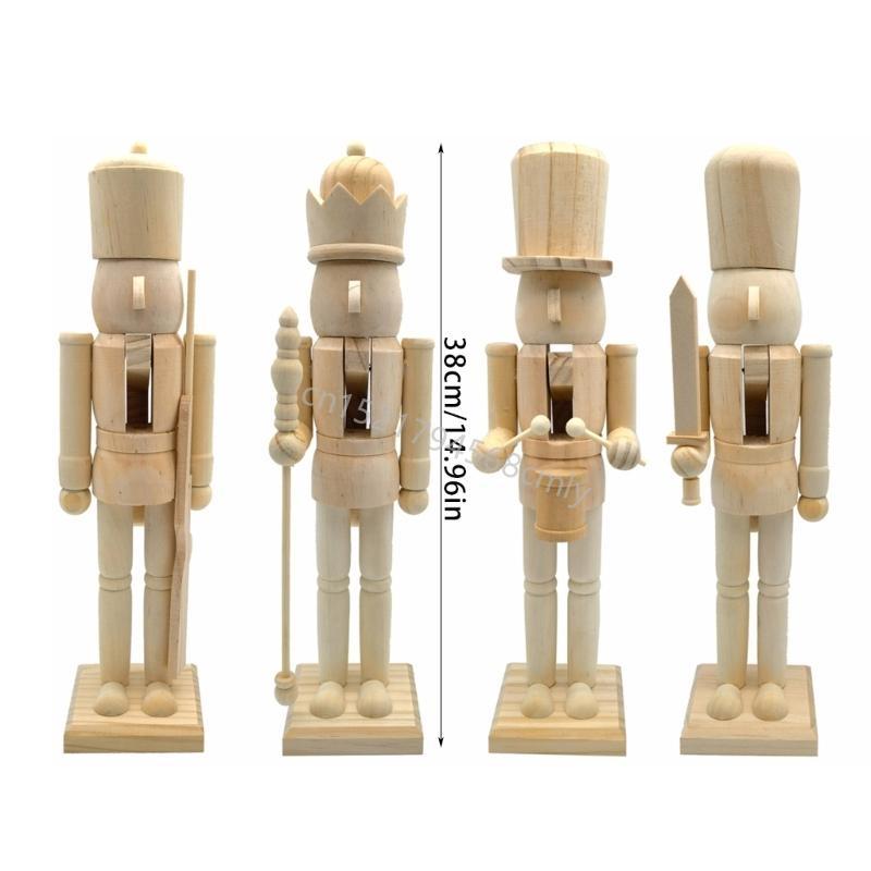 Christmas Soldiers Unpainted Nutcrackers Figures Table Decorations Ornament 6XDE