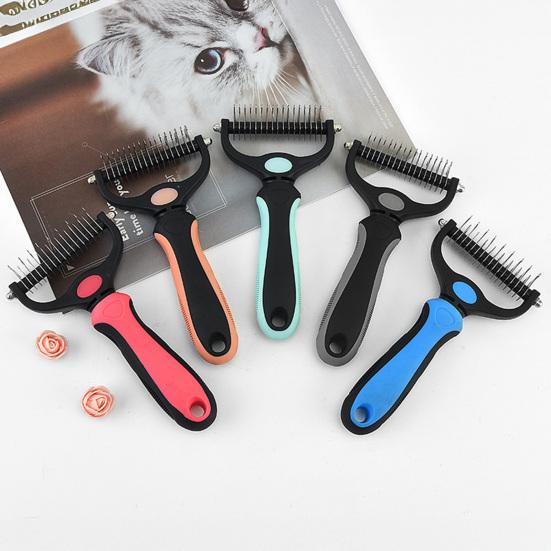 Kartáč na vyčesávání podsady pro domácí mazlíčky Oboustranný hřeben na podsadu pro psy kočky Extra široký hřeben na vyčesávání a rozčesávání srsti pro úpravu