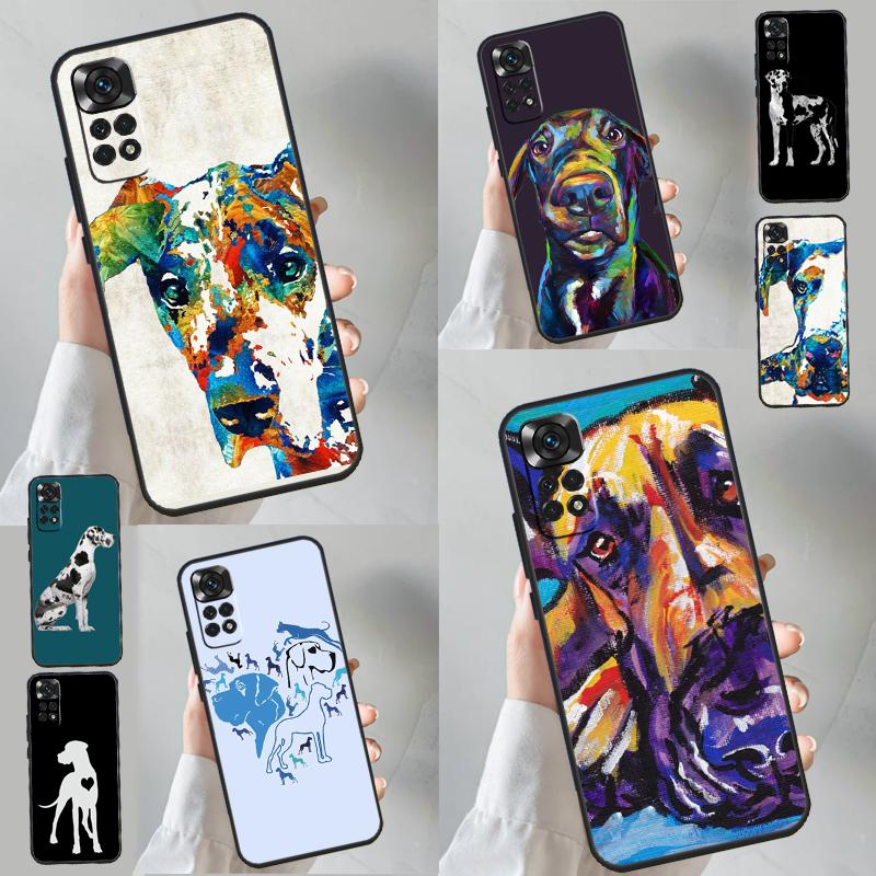 Great Dane Dog Watercolor Case For Xiaomi Redmi Note 13 11 10 9 8 12 Pro Plus 12S 11S 10S 9S 10A 9C 10C 12C 13C Funda
