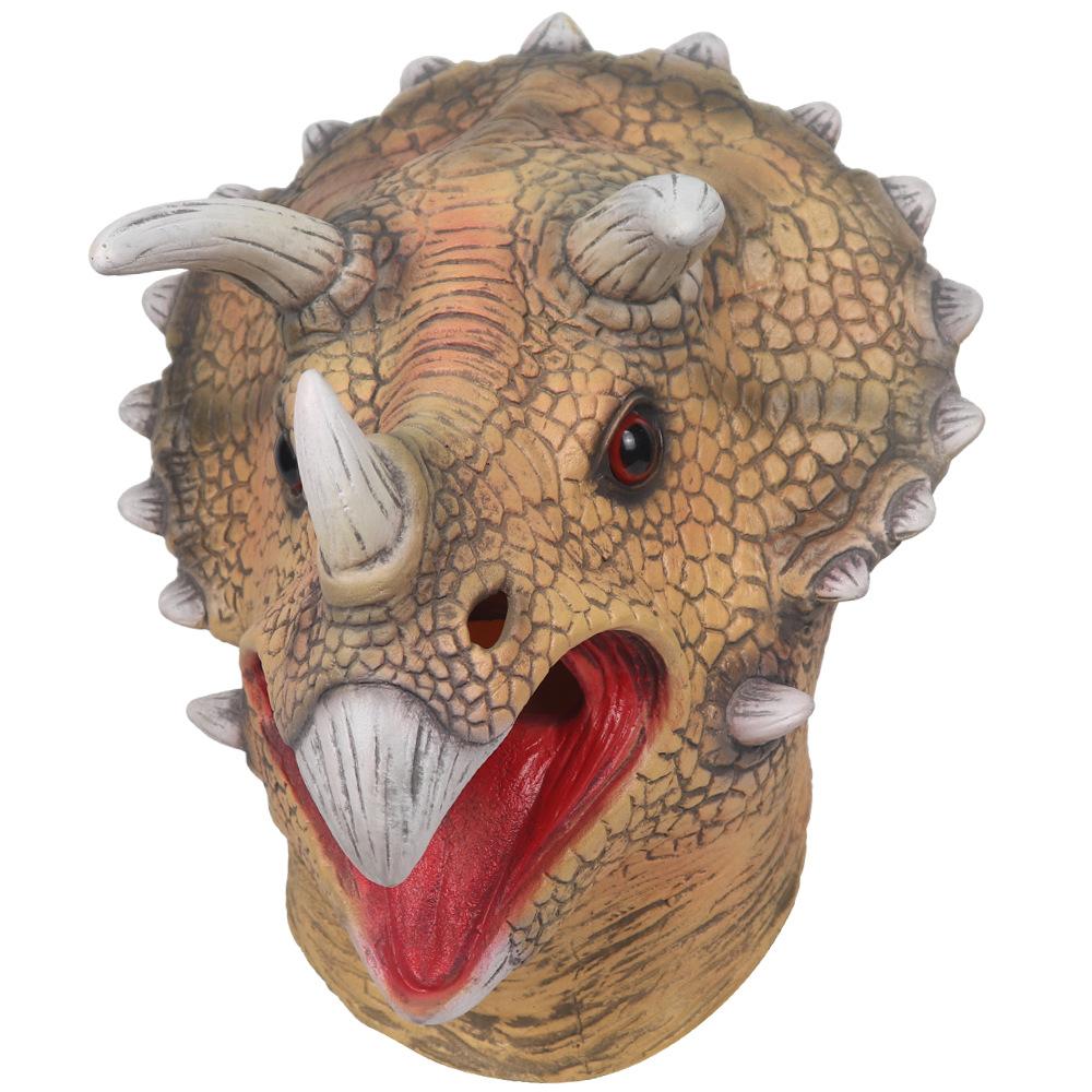 Halloween Jurassic Dinosaur Mask Simulated Triceratops Mask Headgear Dinosaur stage props and decorations Dinosaur