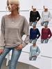 Women's Autumn Casual Solid Color Long Sleeve Round Neck Pullover Top
