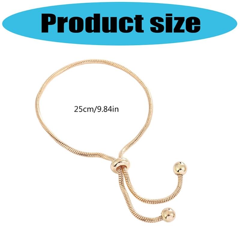 Adjustable Snake Chain Bracelet With Smooth Beads Flexible Sliding Closure Full of Durability Copper Jewelry For Women