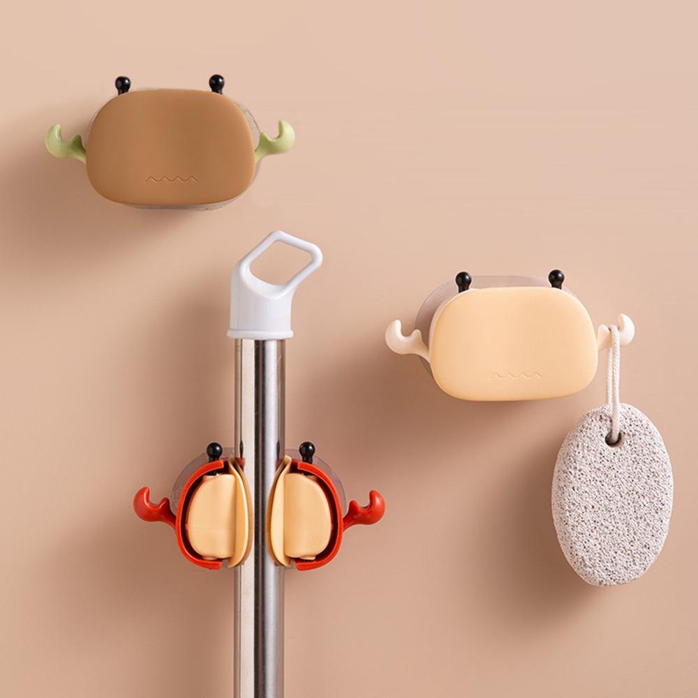 Cartoon Punch-Free Crab-Shaped Mop Clip Durable Non-marking Mop Holder For Bathroom