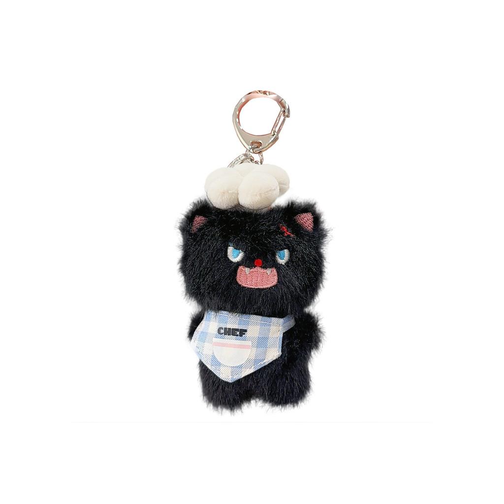 Cartoon Cute Fluffy Angry Cat Apron Chef Hat Design Plush Toy Pendant Keychain