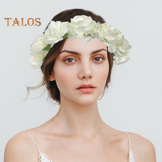 Imitation Rose Flower Headband Retro Fake Flower Decor Crown Headband Women Headpiece Hair Hoop Party Decor