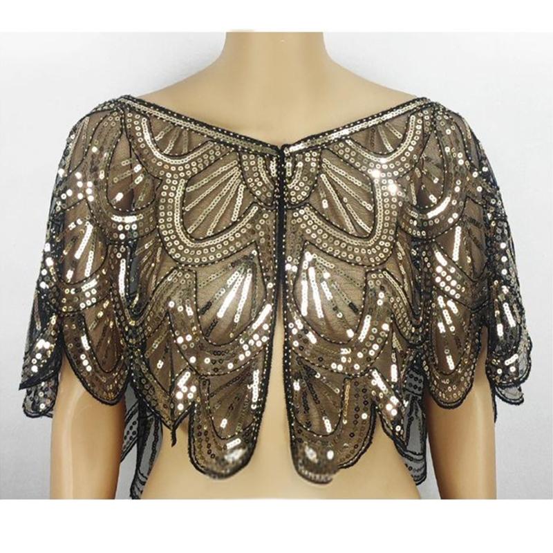 Sequins Lace Shawls Palaces Styles Women Shawls Sunscreen Hollows Out Cloak Tippet for Travel and Shopping