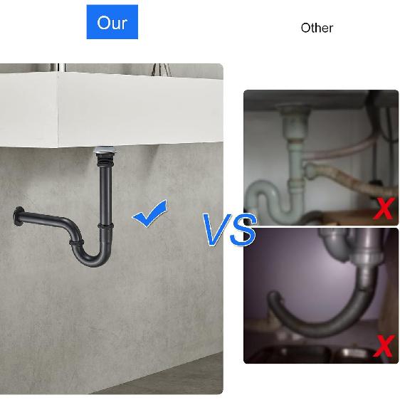 MENATT Stainless Steel P Trap with Bathroom Sink Stopper, 1-1/4 Sink Drain Bottle Trap Set with Overflow - Adjustable Height,Complete Basin Sink