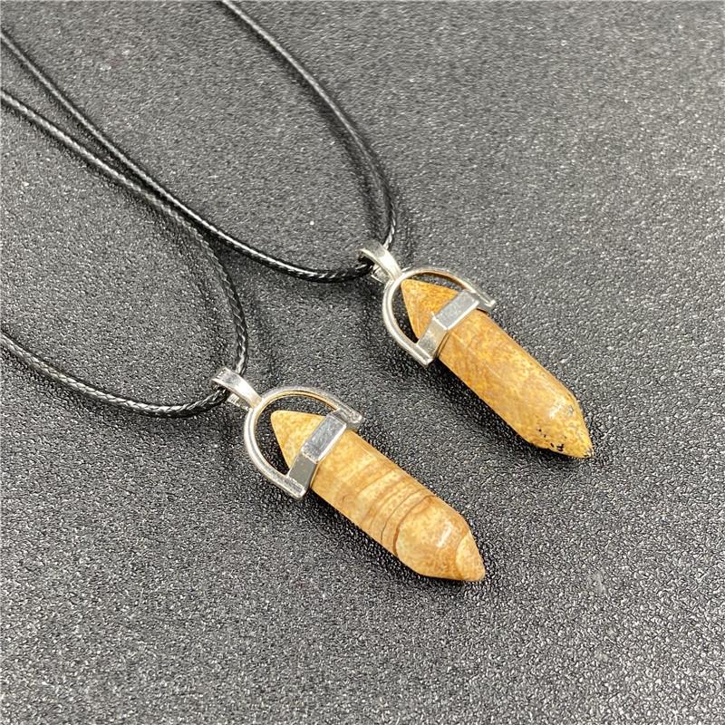 Agate Bullet & Rose Quartz Double Point Pendant Necklace