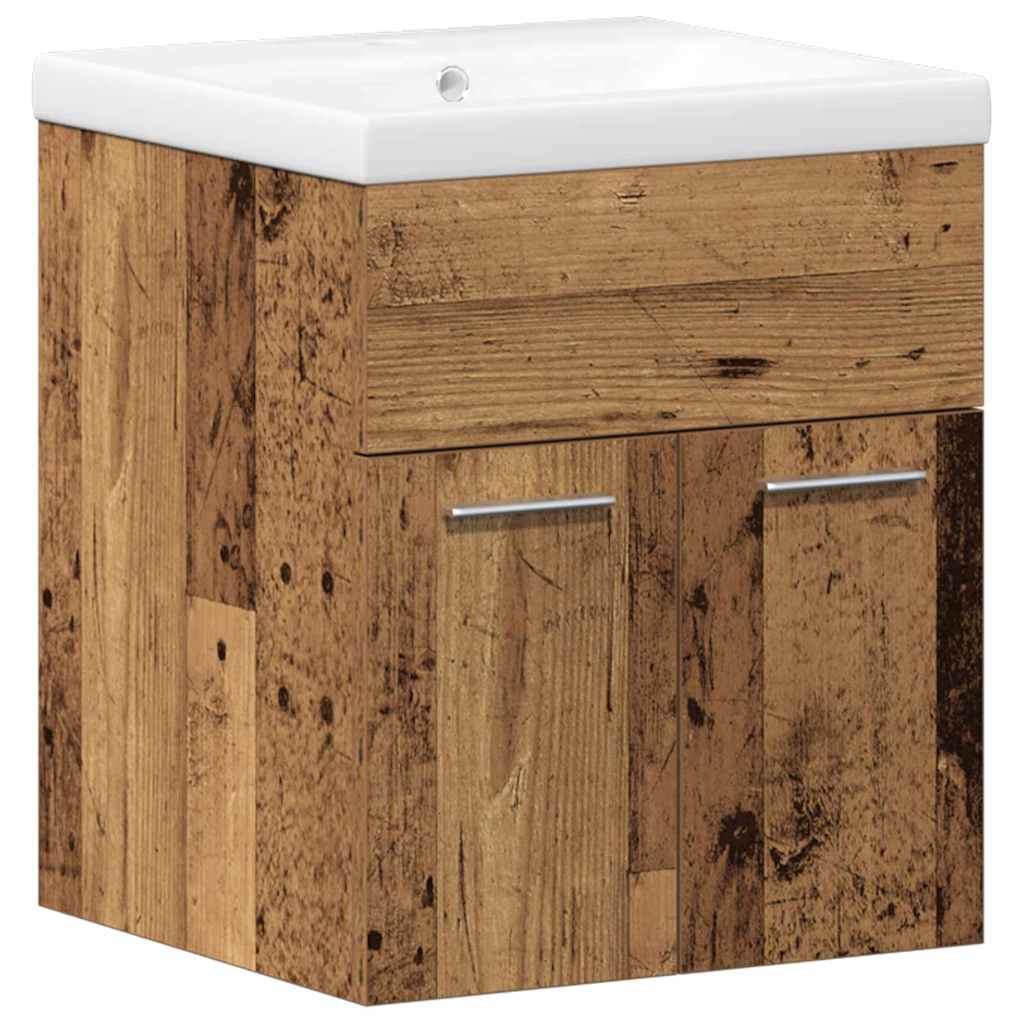Wall Mounted Bathroom Furniture Set 3 Pcs Reclaimed Wood Effect Particleboard