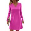 Women's Long-sleeved Casual Midi Dresses V-Neck Print  Casual Dress
