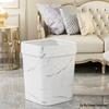 Large Capacity Faux Marble Pattern Trash Can for Office, Home, Hotel, Bathroom, & Living Room - Chinese Style