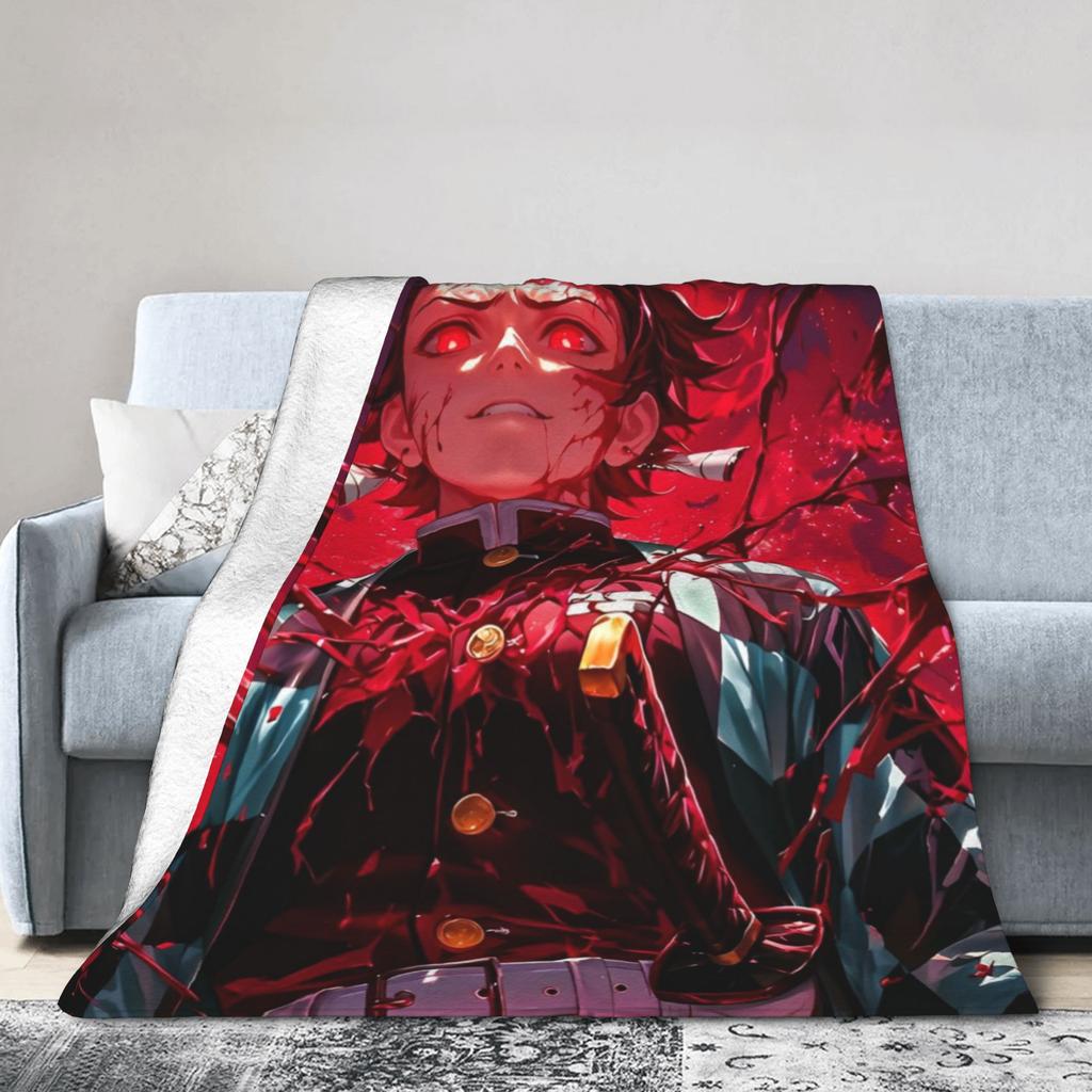 Kimetsu No Yaiba Zenitsu Anime Blanket  Flannel Vintage Warm Throw Blankets for Chair Covering Sofa Decoration