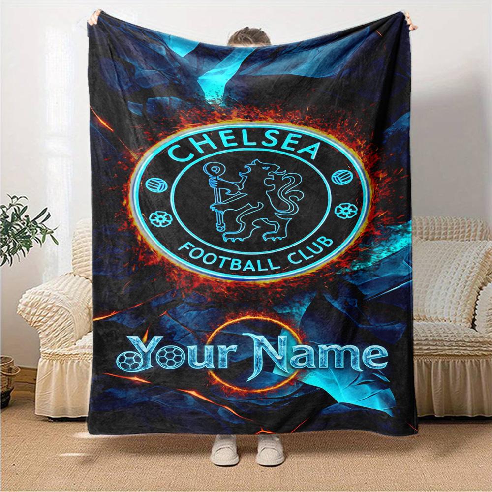 Chelsea Fc Football Player Personalized Text Blanket Cozy Customizable Blanket Warmthful Decor Versatile for Living Room Chair Sofa Nap