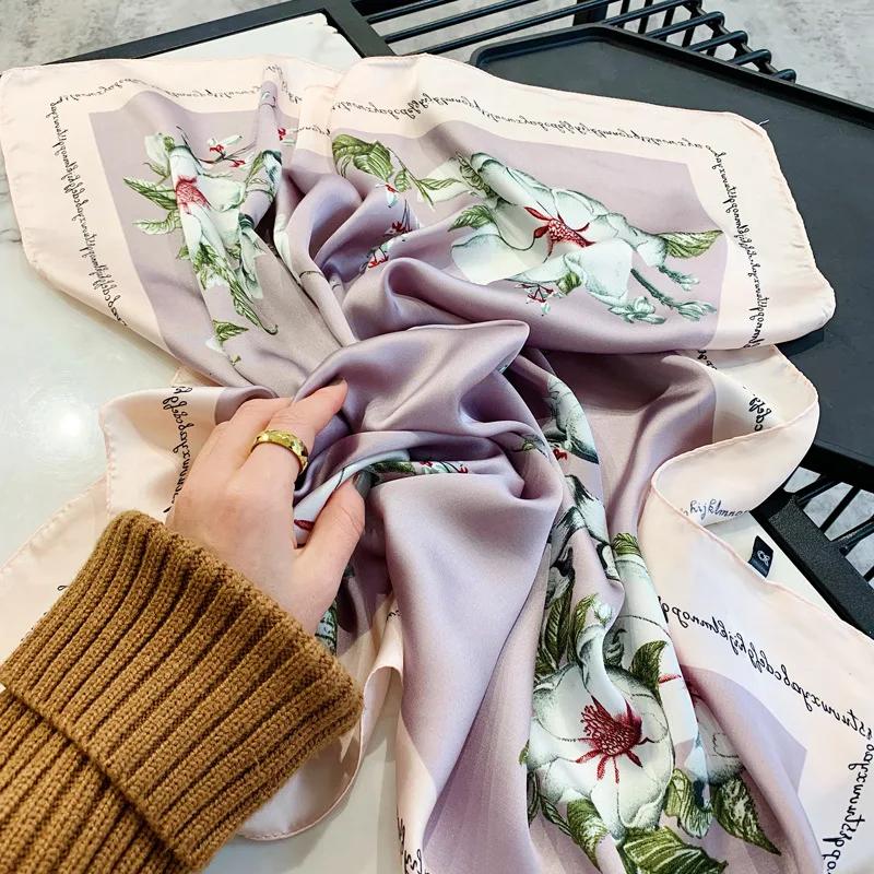 70*70cm Fashion Handkerchief Neck Scarf For Women Small Shawl Silk Satin Hair Scarfs Female Square Headband Bandana Head Scarves