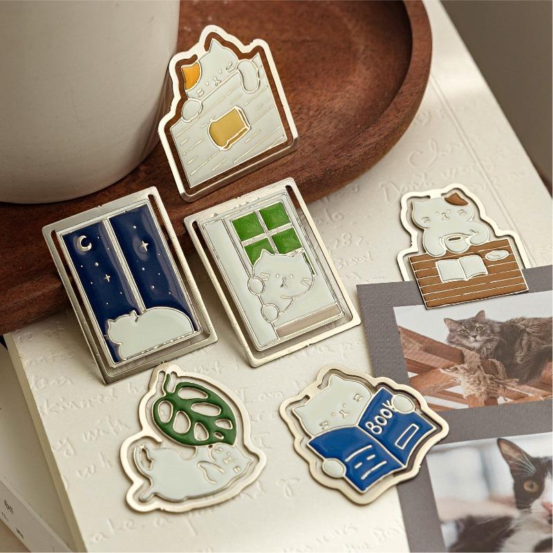 Mini Cute Cat Life Metal Bookmark Adorable Cartoon Kitty Book Page Holder ClipUnique Reading Gifts for Students Readers Book