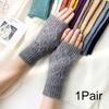 1Pair Women Winter Warm Gloves Soft Fingerless Long Polyester Solid Color Warmer Mittens
