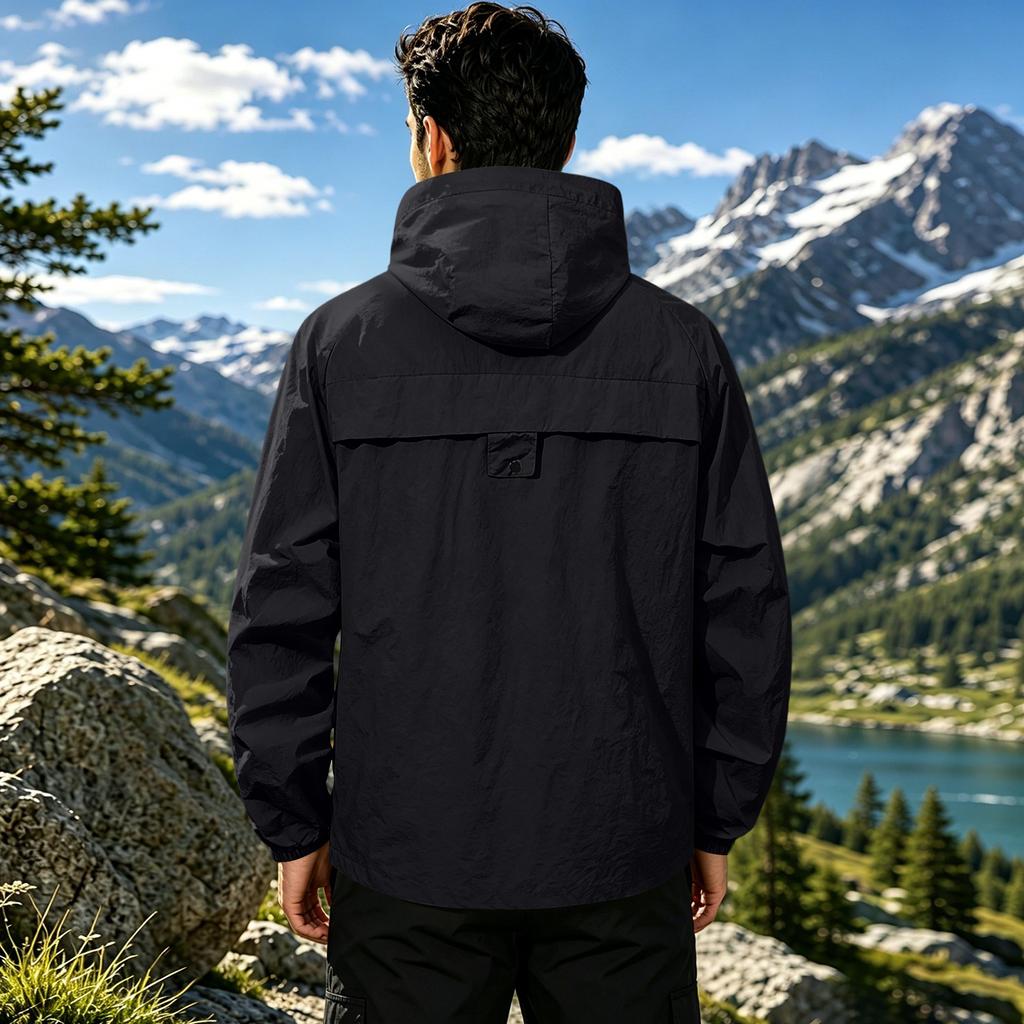 Men Ultra Thin Breathable Outdoor Fishing Sun Protection Jacket Lightweight Hooded Windbreaker Quick Dry Zip Up Design