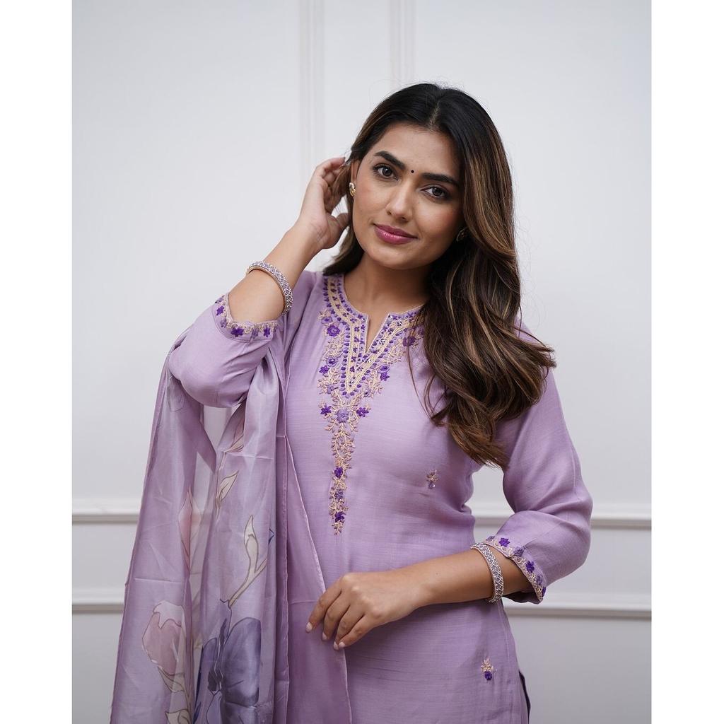 Women Indian Rayon Kurta Pant Dupatta Set Designer Party Wear Top Tunic Kurti VSO-1716 c