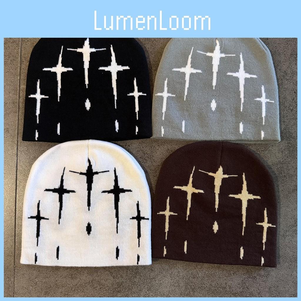 Knitting Stars Acrylic Knit Hat Women Fall Winter Warm Beanie Embroidery Letter