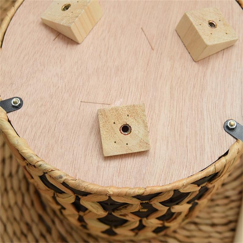 Wood Legged Gourd Grass Plant Stand for Indoor Outdoor Display Hand Woven Planter Basket Flower Pots Storage Container