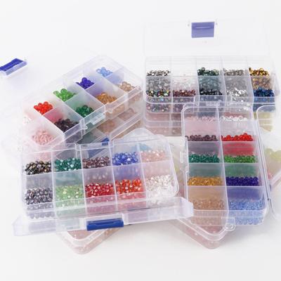 500pcs Faceted Czech Crystal Glass Beads Kit Multicolors Loose Beads Jewelry Making Kit Elastic Cord Box DIY Bracelet Making Kit(Size:4mm 6mm 8mm)