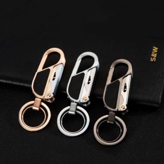 Rockyu Key Holder Mens Multifunctional Ring Bottle Opener Carabiner Stainless Silver Simple Design Easy Carry Practical Birthday Fathers Day Christmas