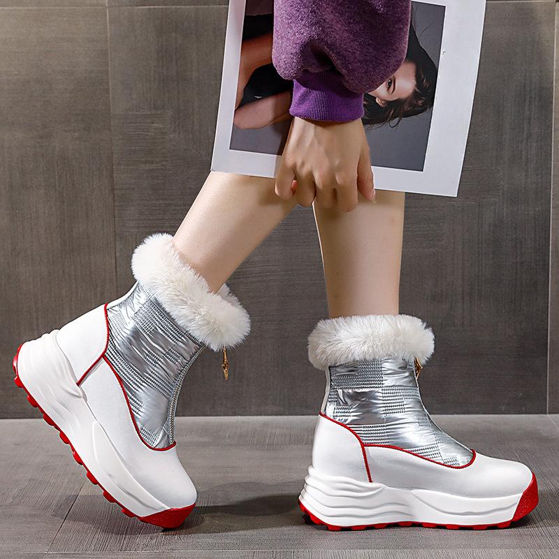 

Женские зимние теплые ботинки на платформе с меховой подкладкой, водонепроницаемые, нескользящие, ботинки по щиколотку, с застежкой-молнией, удобные ботинки для ходьбы для женщин 39 красный