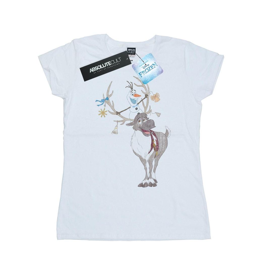 Disney Womens/Ladies Frozen Sven And Olaf Christmas Ornaments Cotton T-Shirt