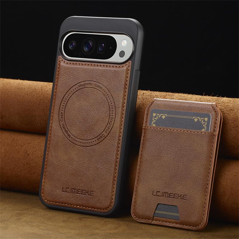EUCAGR Magsafe Wallet Phone Case For Google Pixel 10 Pro XL 9A 8 7 Pro With strong Magnetic Card Holder Bag (3 Card Slots)
