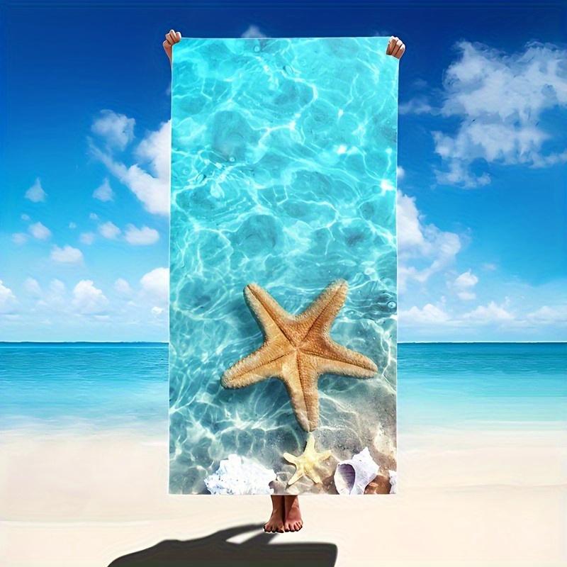 

Quick-Dry Blue Starfish Seahorse Beach Towel, Sand-Resistant for Pool Camping Yoga Diving Travel W40*H60(CM)