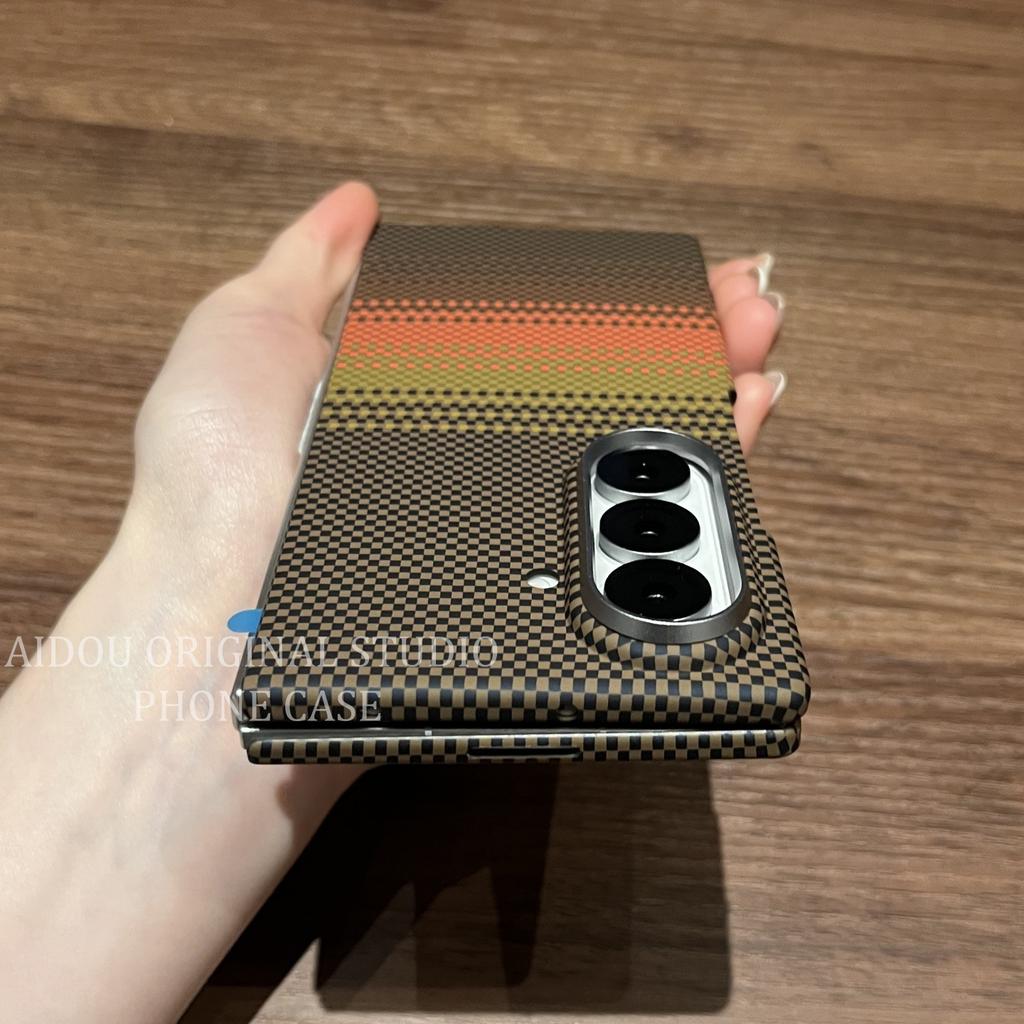 Applicable To Samsung ZFold7 Mobile Phone Case New Folding Screen Sunset Orange Samsung ZFold6 Full Inclusive Protection