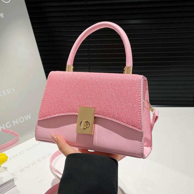 New contrasting colors, trendy texture, retro single shoulder crossbody women's temperament ins sequined lock lock handbag
