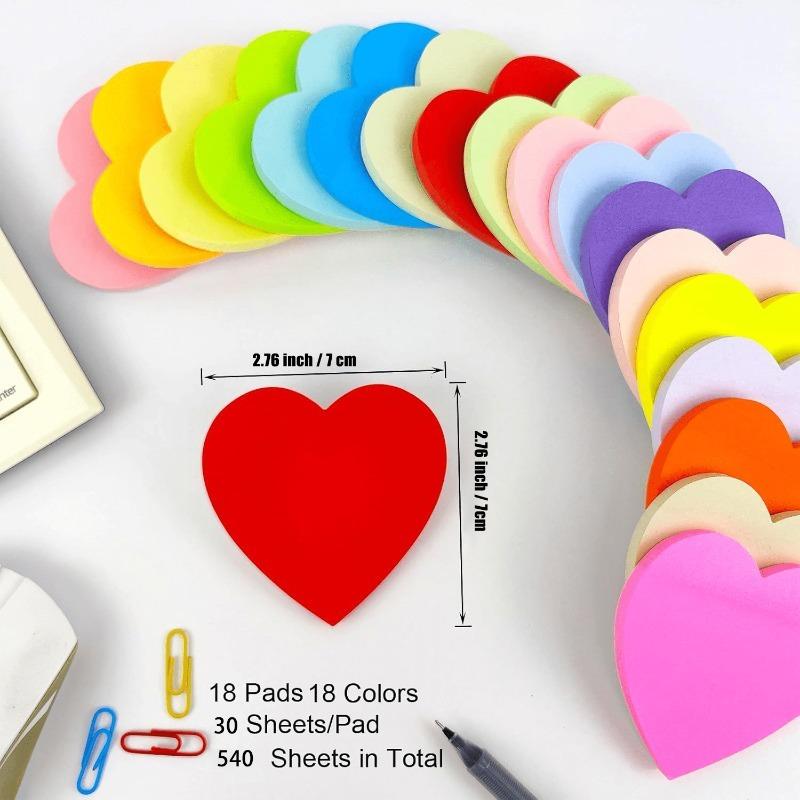 8 Books Cute Heart Sticky Notes - Strong Adhesive Residue-Free Removal,for Journals,Journals,Scrapbooks - School,Office & Crafts