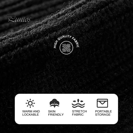 Men Winter Hat Knitted Thick Stretchy Piled Hat Solid Color Ear Protection Multiple Folding Styles Warm Daily Wear Cap Outdoor Skiing Skating Headwear